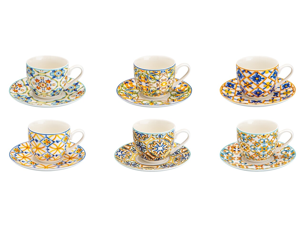 6 db-os csésze kávés tányérral, Medicea, Brandani, 90 ml, porcelán