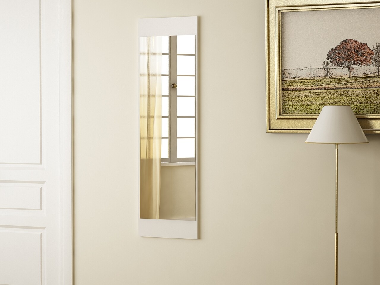 Venedik fali tükör, furny home, 35x1.8x120 cm, fehér