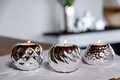 3 gyertyatartó készlet, Hermann Bauer, porcelán, ezüst