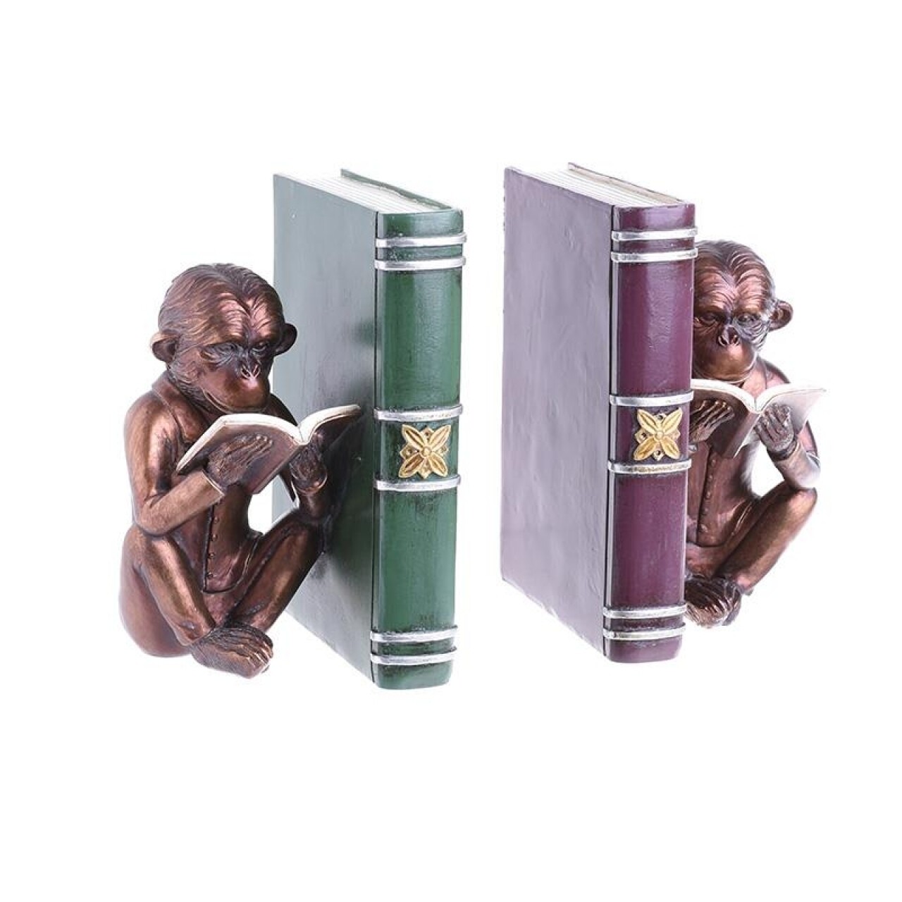 Monkey Könyvtámasz, InArt, 12 x 9 x 17 cm, poligyanta, bronz