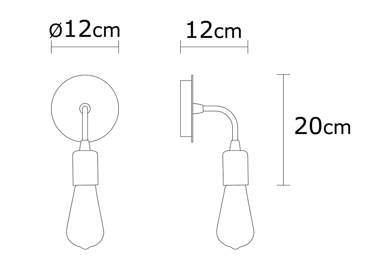 Harput N-1326 Fali Lámpa, Noor, 12 X 20 Cm, 1 X E27, 100 W, Vintage