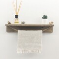 Evila Originals Törölközőtartó fa polccal, 50x9x10 cm, lucfenyő, barna
