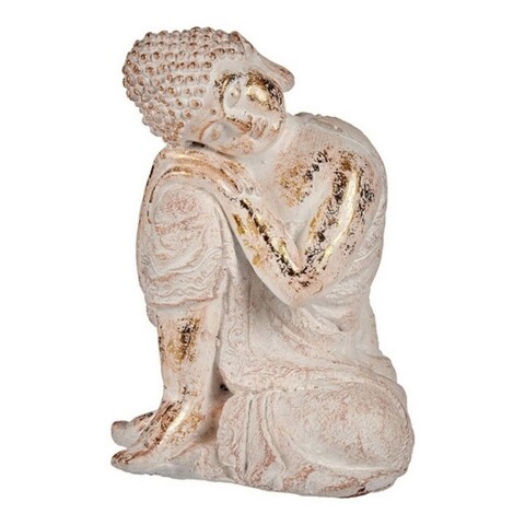 Buddha Dekoráció, Ibergarden, 23x33x26 cm, poligyanta, fehér/ezüstszín