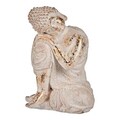 Buddha Dekoráció, Ibergarden, 23x33x26 cm, poligyanta, fehér/ezüstszín