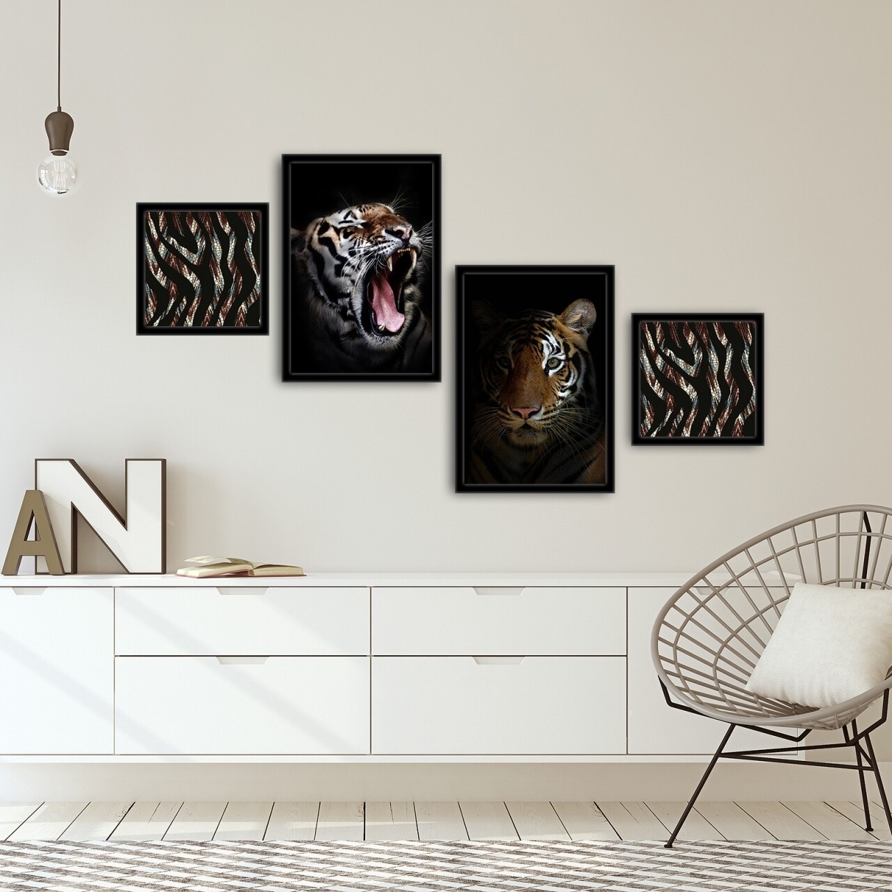 4 darabos falikép szett, Alpha Wall, Tiger, 30x30/35x50 cm