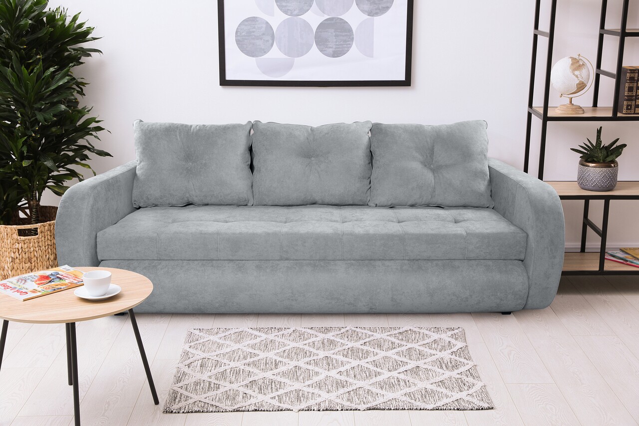 Siena Kihúzható kanapé, 230x97x78 cm, tárolóládával, szürke