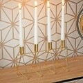 Geometrikus gyertyatartó, 30x13,5x15 cm, fém, arany