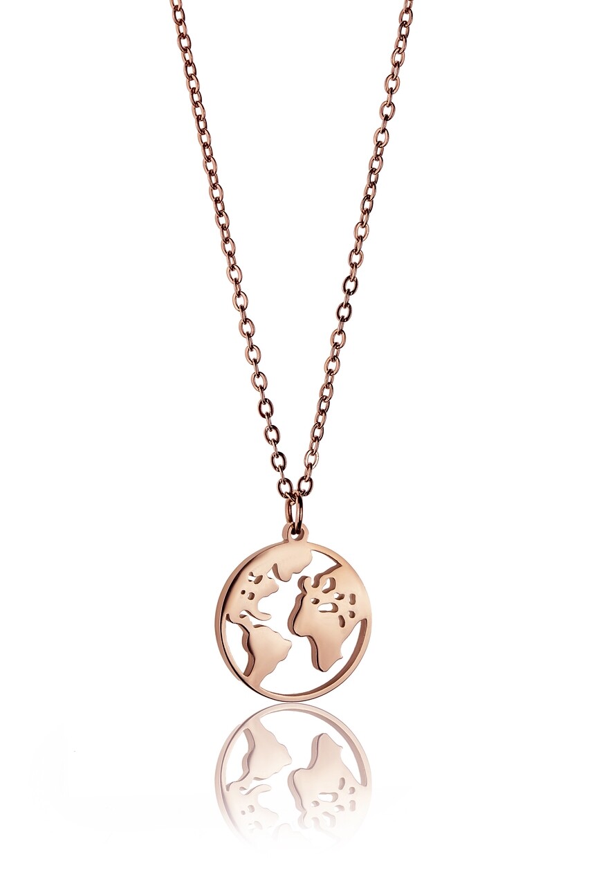 Lánc medállal, Emily Westwood, Rose Gold Globe, rozsdamentes acél, arany
