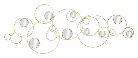 Mauro Ferretti Fali dekoráció, Light Mirror, 118.5 x 2.5 x 47 cm, fier, aranyszín