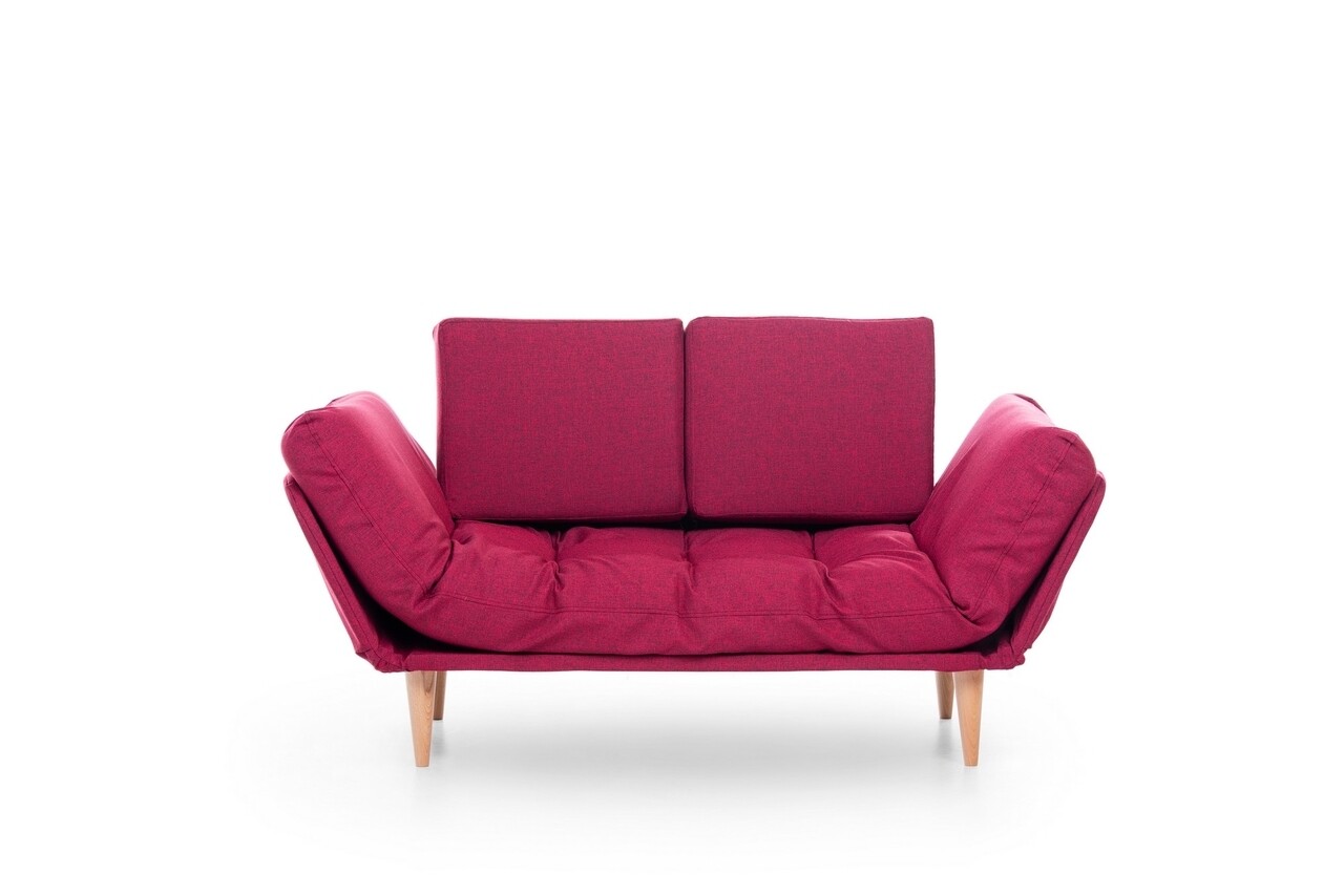 Nina Daybed Kihúzható Kanapé, Futon, 3 Személyes, 200x70 Cm, Fém, Sötétpiros