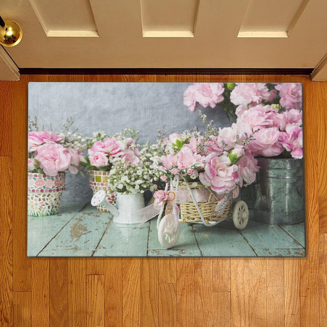 Bejárati szőnyeg Rose Pink, Casberg, 38x58 cm, poliészter, rózsaszín / szürke