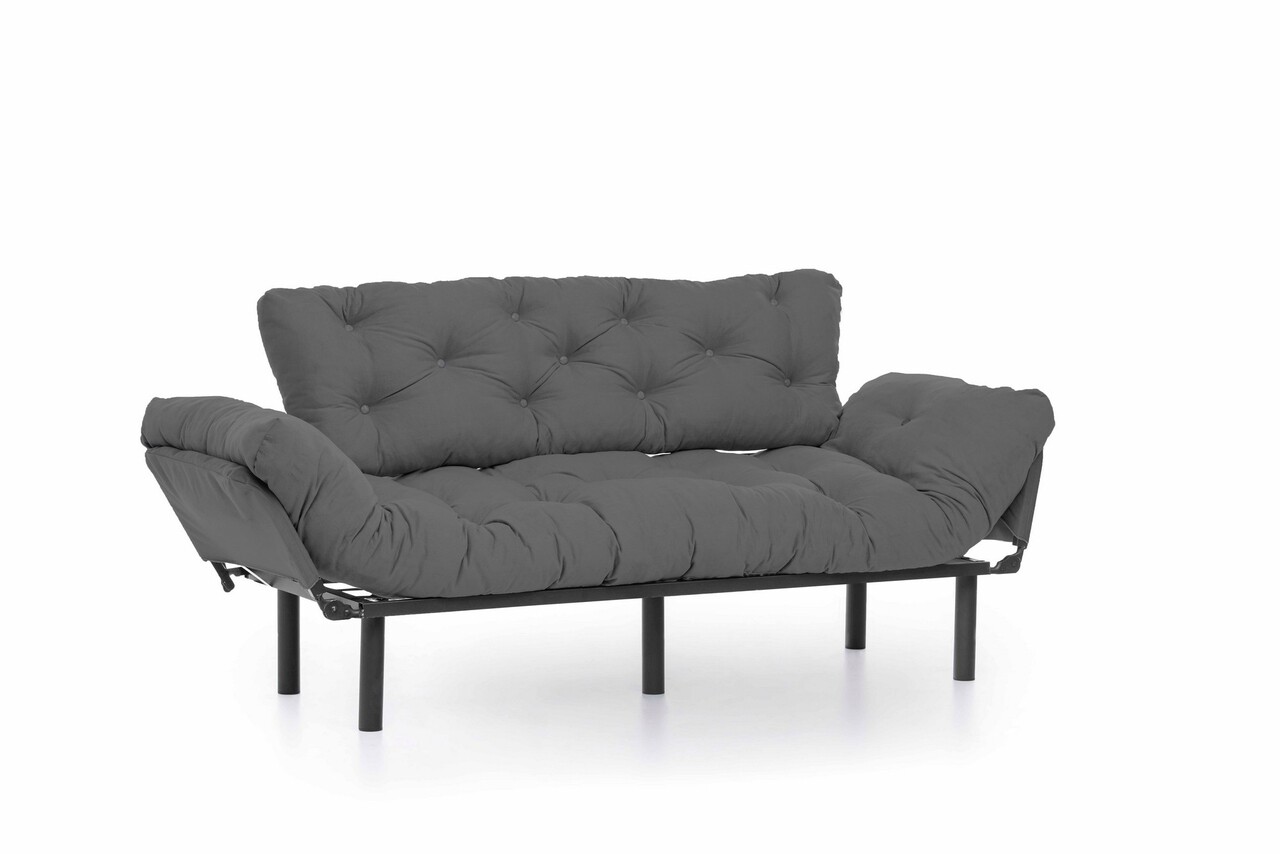 Kanapéágy  Nitta Triple, Futon, 3 ülőhely, 225x70 Cm, Fém, Szürke