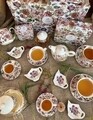 Jumbo csésze tányérral, DUO, pasztell virágok - fehér, porcelán, tarka