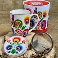 DUO Bögre szűrővel, Lowicz, 380 ml, porcelán, színes