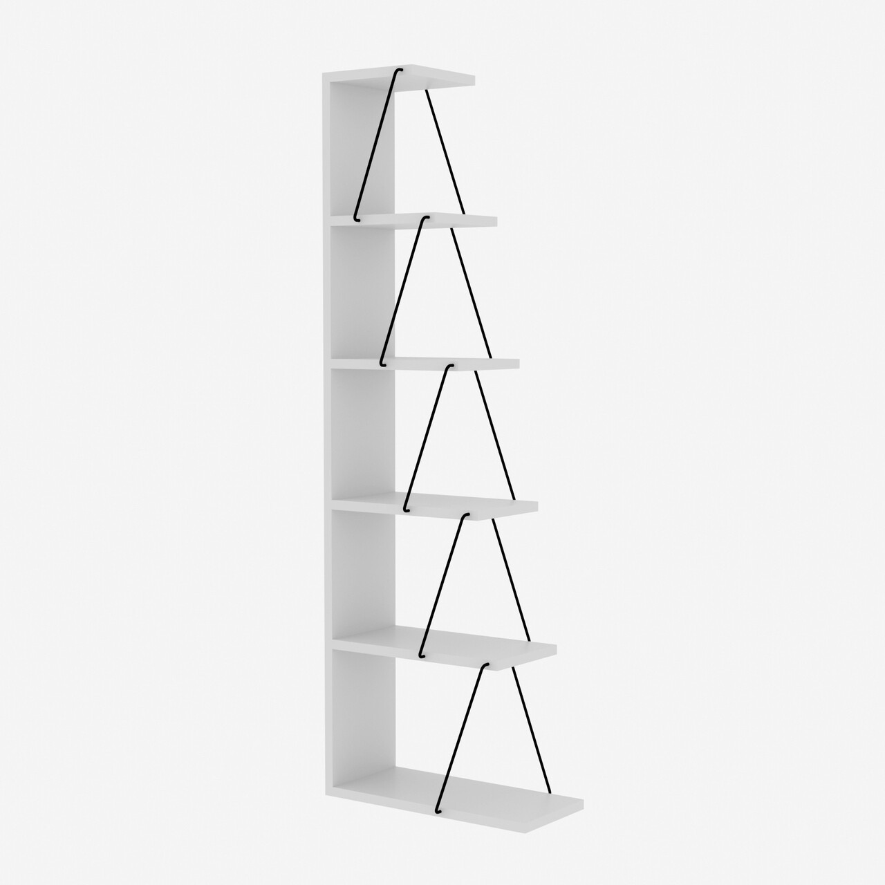 Tlos Könyvespolc, Kalune Design, 50x22x150 Cm, Fehér/fekete