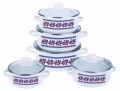 Főzőkészlet 10 darab, Traditional Oltenia, Vanora Home, 1l, 1,5l, 2l, 3l, 4l, zománcozott szénacél és üveg, többszínű