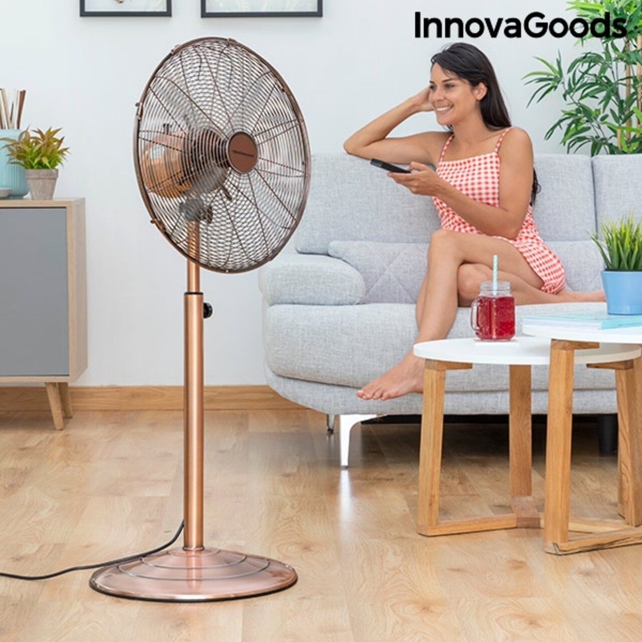 Copper Retro Ventilátor talppal, InnovaGoods, Ø 40x90 cm, 55W