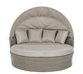 Siesta Daybed Nappali ágy napernyővel és párnával, Bizzotto, 168x168x145 cm, alumínium/fonott szintetikus szál, bézs