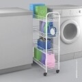 Zsúrkocsi 4 polccal konyha / fürdőszoba Slim, Metaltex, fém / műanyag bevonat LDPE, fehér
