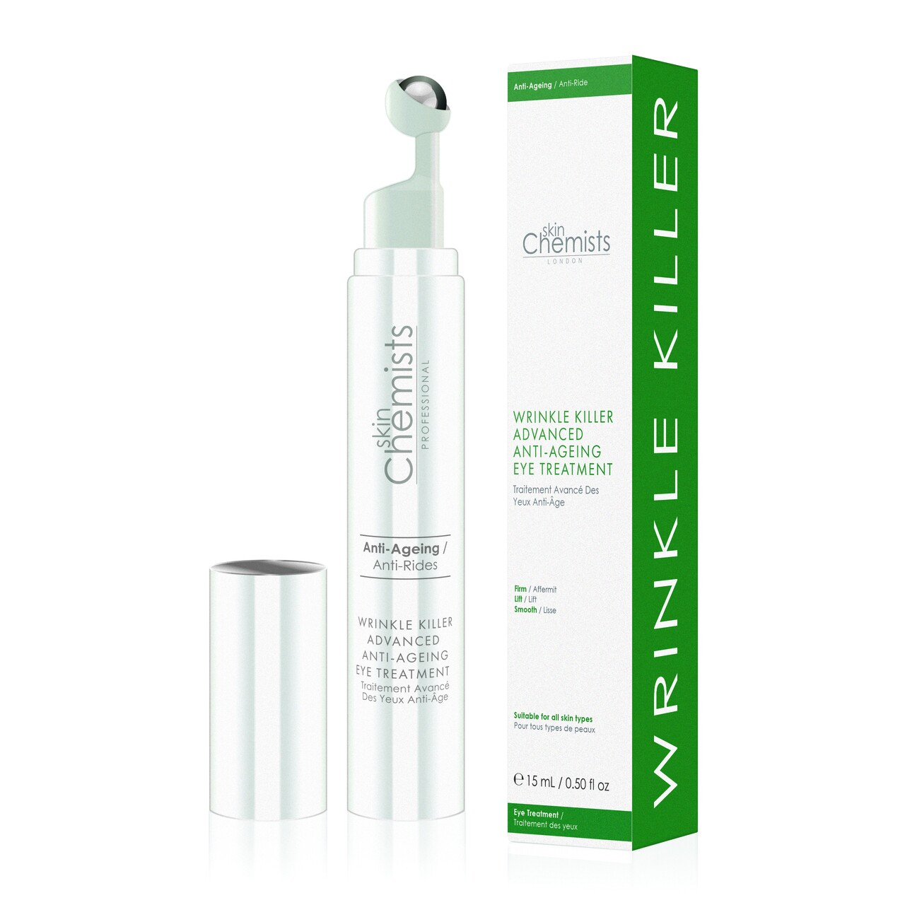 Ránctalanító kezelés a szem környékére, SkinChemists, Wrinkle Killer Advanced Anti-Aging, 15 ml