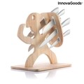 Spartan InnovaGoods Késkészlet fa tartóval, 7 darabos, rozsdamentes acél/fa