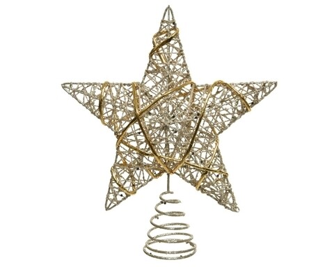 Díszcsúcs fenyőfához, Decoris, 20x5x22 cm, fém, arany
