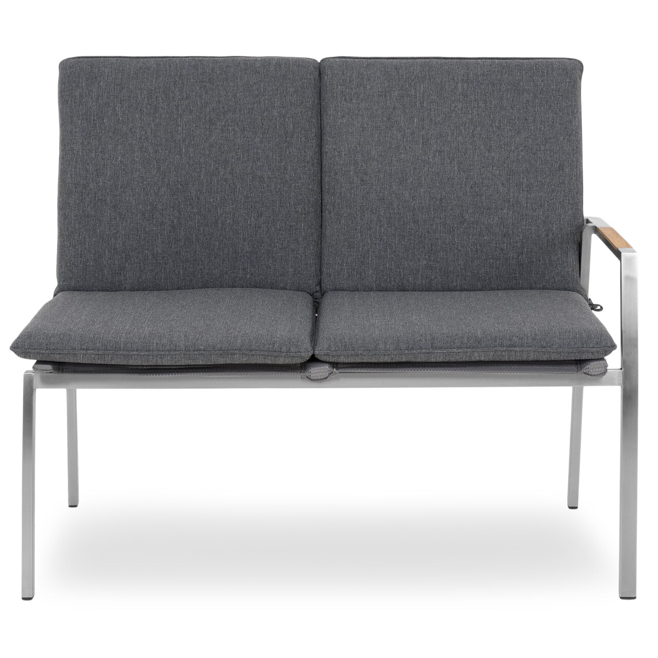 Collodi Kétszemélyes kanapé bal karral, L.111.5 l.63 H.92.5 cm, rozsdamentes acél, szürke/természetes