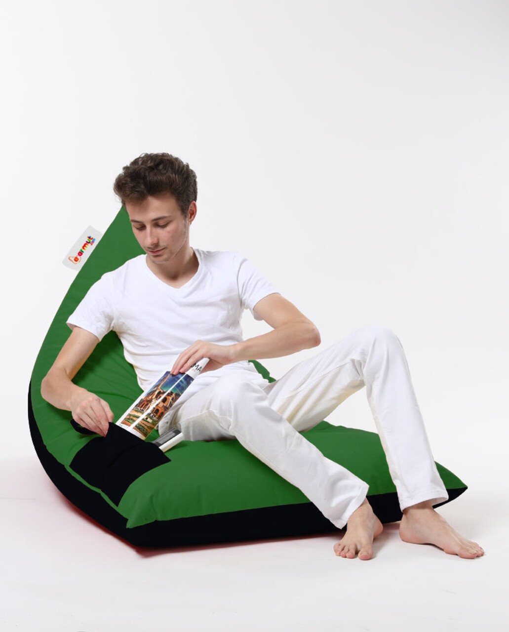 Bean Bag Ferndale Babzsák, Pyramid Double Color, 145 Cm, Vízhatlan Poliészter, Zöld/fekete