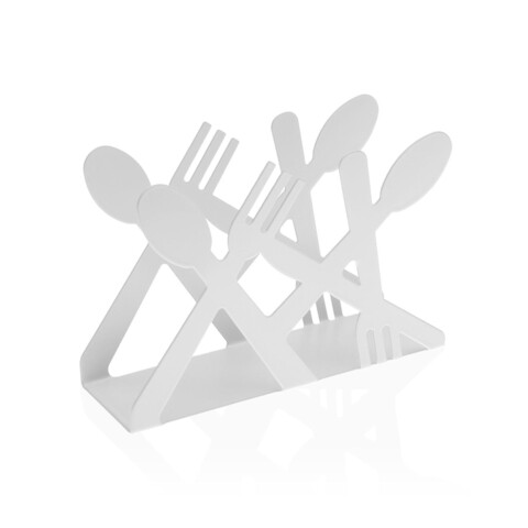 Cutlery Szalvétatartó, Versa, 13.5 x 4 x 9 cm, acél, fehér
