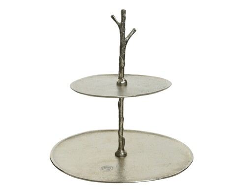 Branch Sütemény szervírozó tál, Decoris, 27.5x30x31 cm, alumínium, ezüstszín