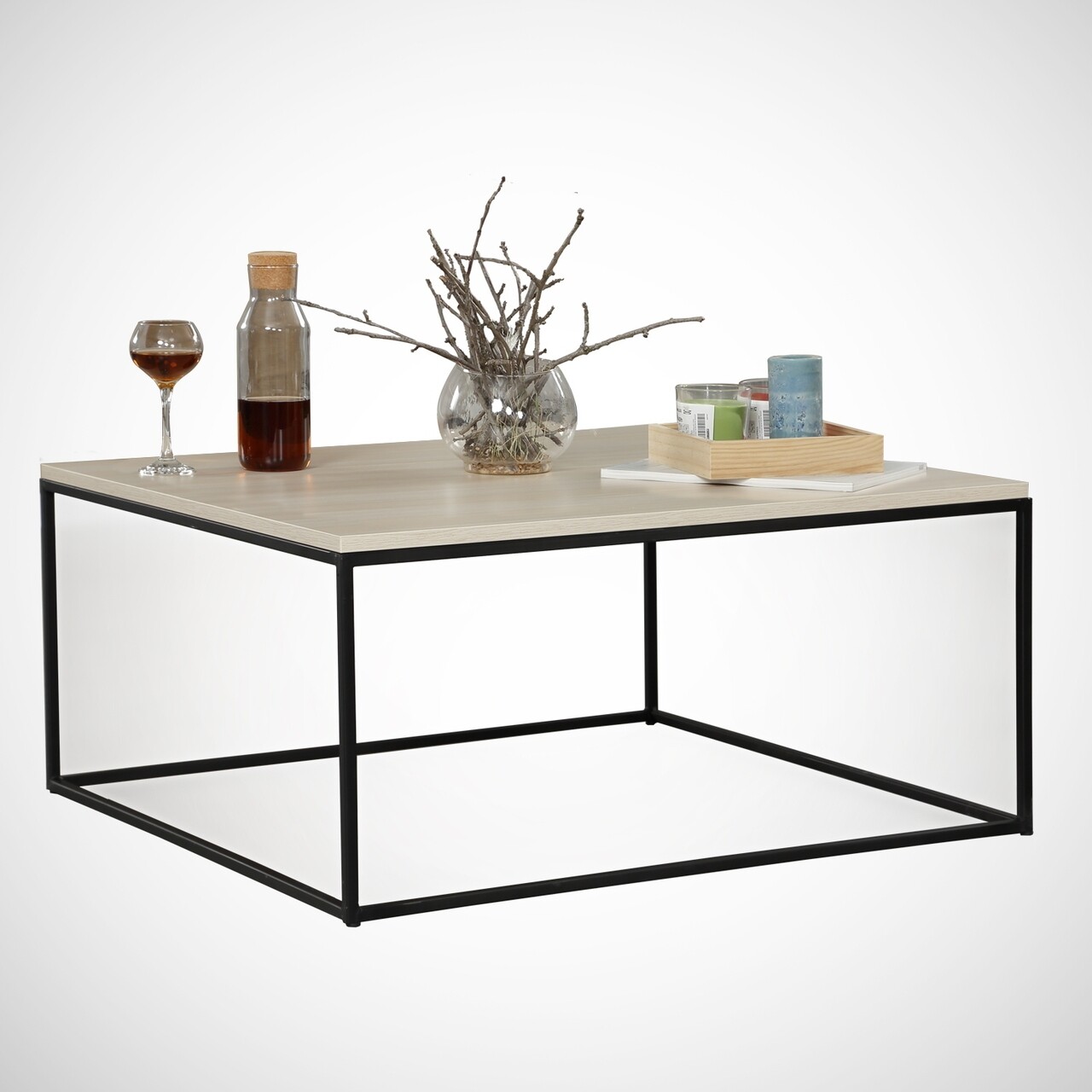 Poly Oak Dohányzóasztal, Comforty, 75x75x43 cm, tölgyszín
