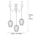 Opviq csillár, Tel - 6686, 20x100x130 cm, 3 x E27, 100 W, fekete