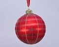 Checkered 3 db Gömbkészlet  készlet, Decoris, Ø8 cm, üveg, piros