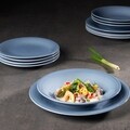 12 részes asztali készlet, Like Villeroy & Boch, Color Loop Horizon, prémium porcelán, kék
