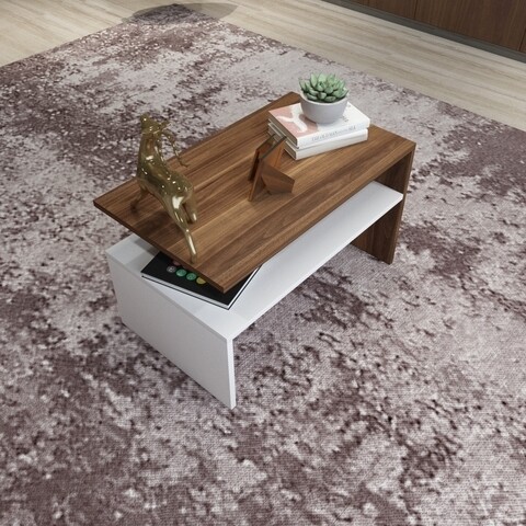 KARIS1 Dohányzóasztal, Gauge Concept, 75x44.5x44.5 cm, mogyoró/fehér