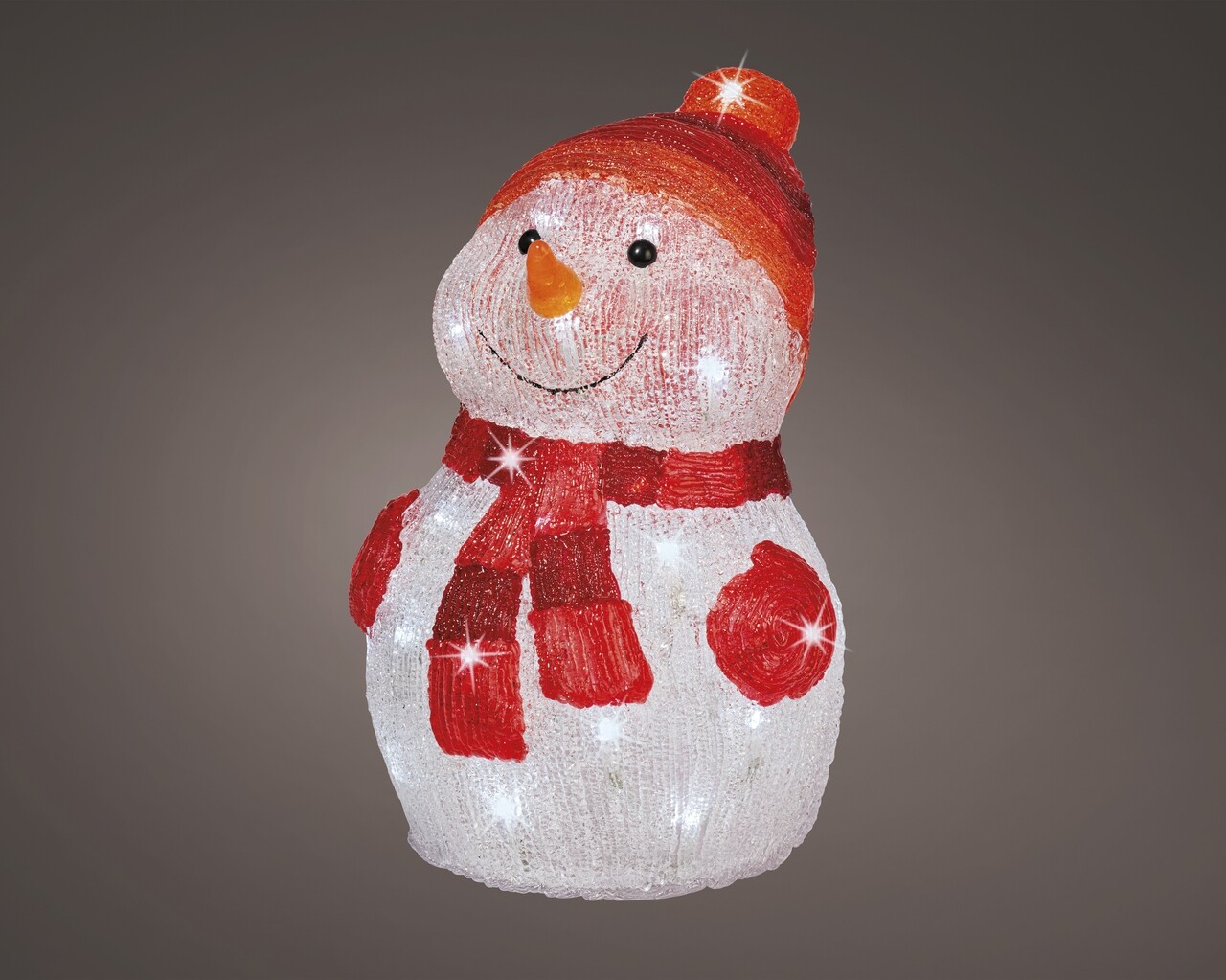 Decoratiune luminoasa Snowman, Lumineo, 25x25x35 cm, 40 LED-uri, lumina rece