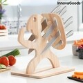 Spartan InnovaGoods Késkészlet fa tartóval, 7 darabos, rozsdamentes acél/fa