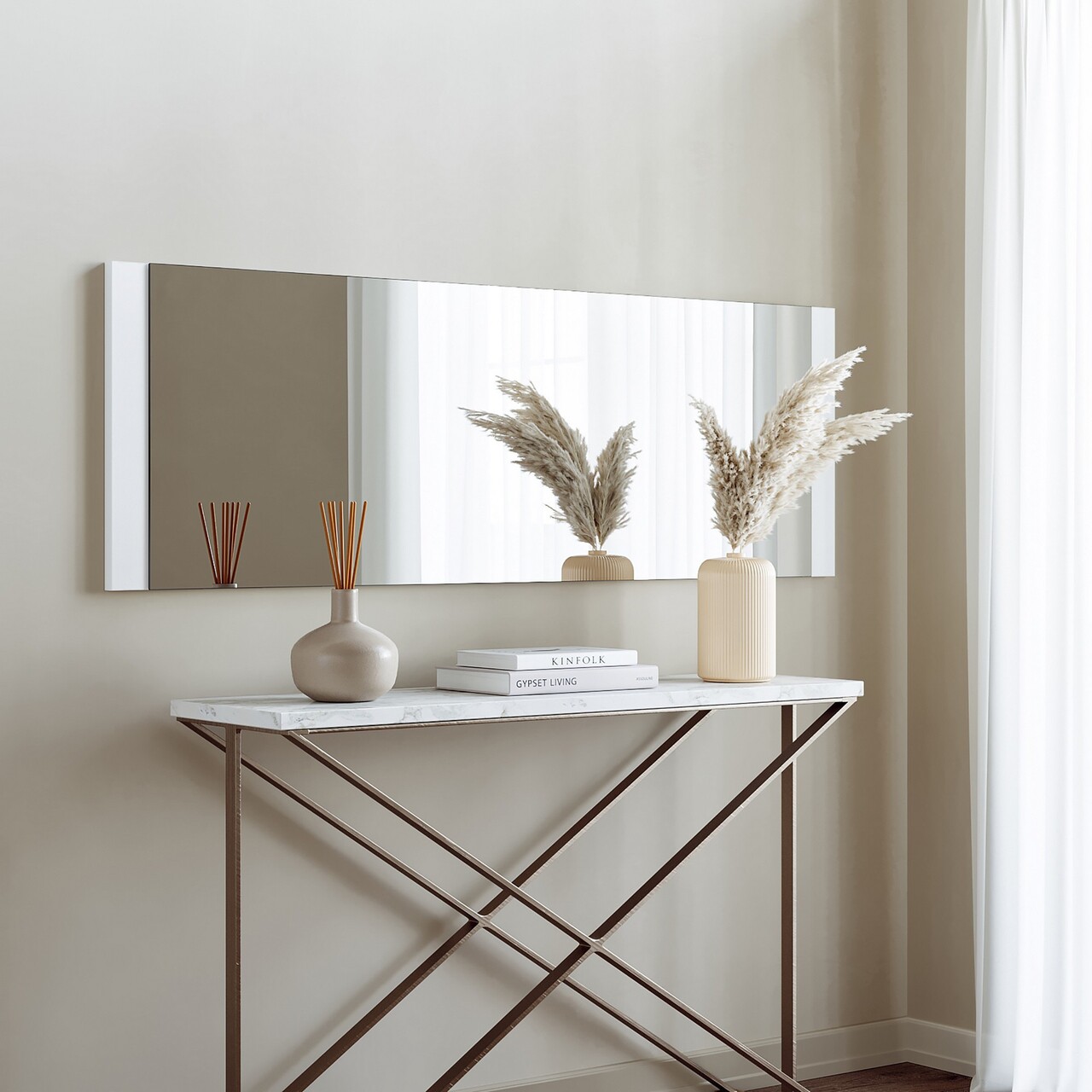Aynas Dísz tükör, Neostill, 120x40 cm, fehér