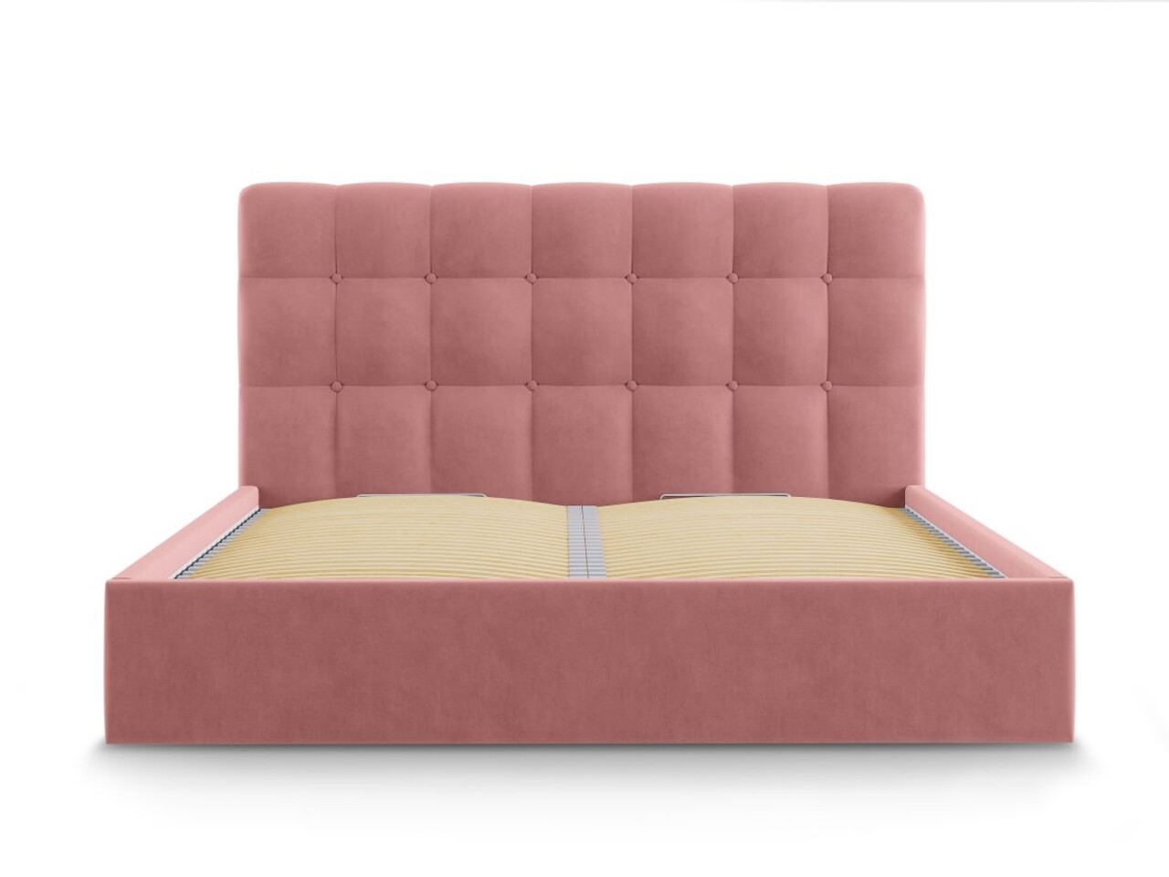 Nerin Pink Kárpitozott ágy Felnyitható ágyráccsal és Tárolóládával, Mazzini Sofas, 160x200 Cm, Bársony, Rózsaszín