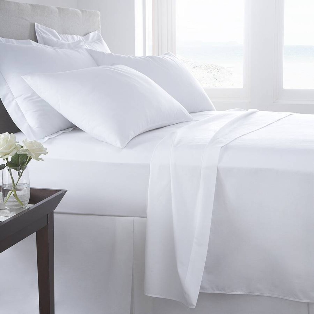 Boutique Percale Kétszemélyes ágynemű,  4 Db, Pamut Keverék, TC 200, 130 Gr / Nm, Fehér