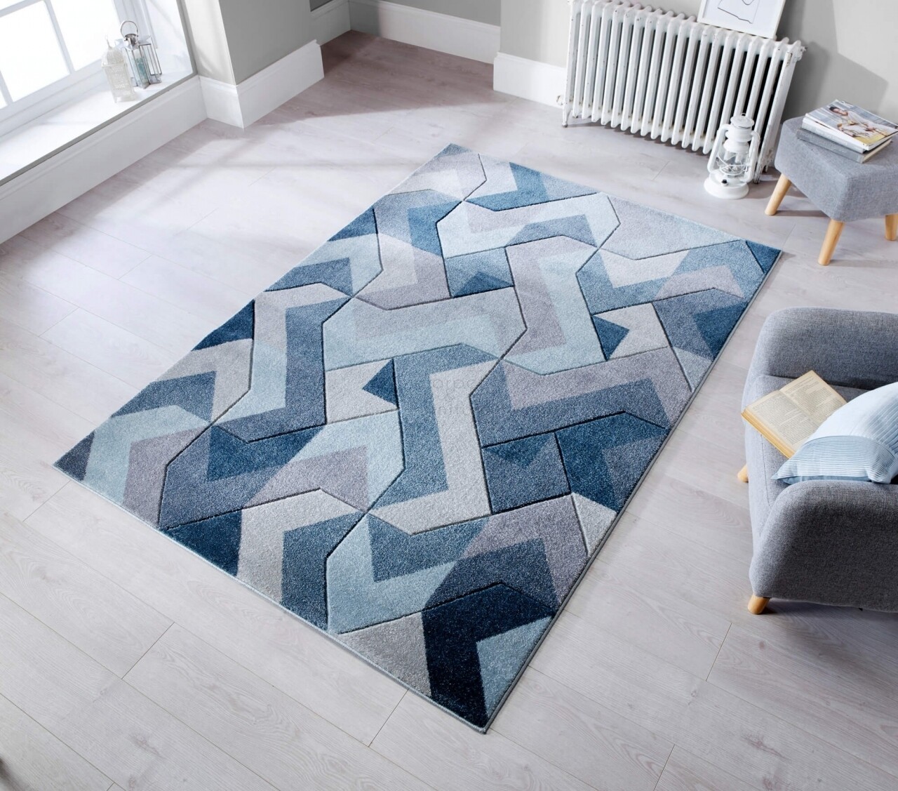 Flair rugs aurora denim blue kézzel készített szőnyeg, flair szőnyegek, 160 x 230 cm, 100% polipropilén, kék