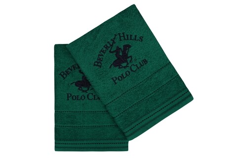 2 kéztörlő készlet, Beverly Hills Polo Club, 403, 50x90 cm, 100% pamut, zöld
