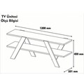 TV Basic TV Komód, Almaren, 120x33.1x45 cm, fehér/természetes
