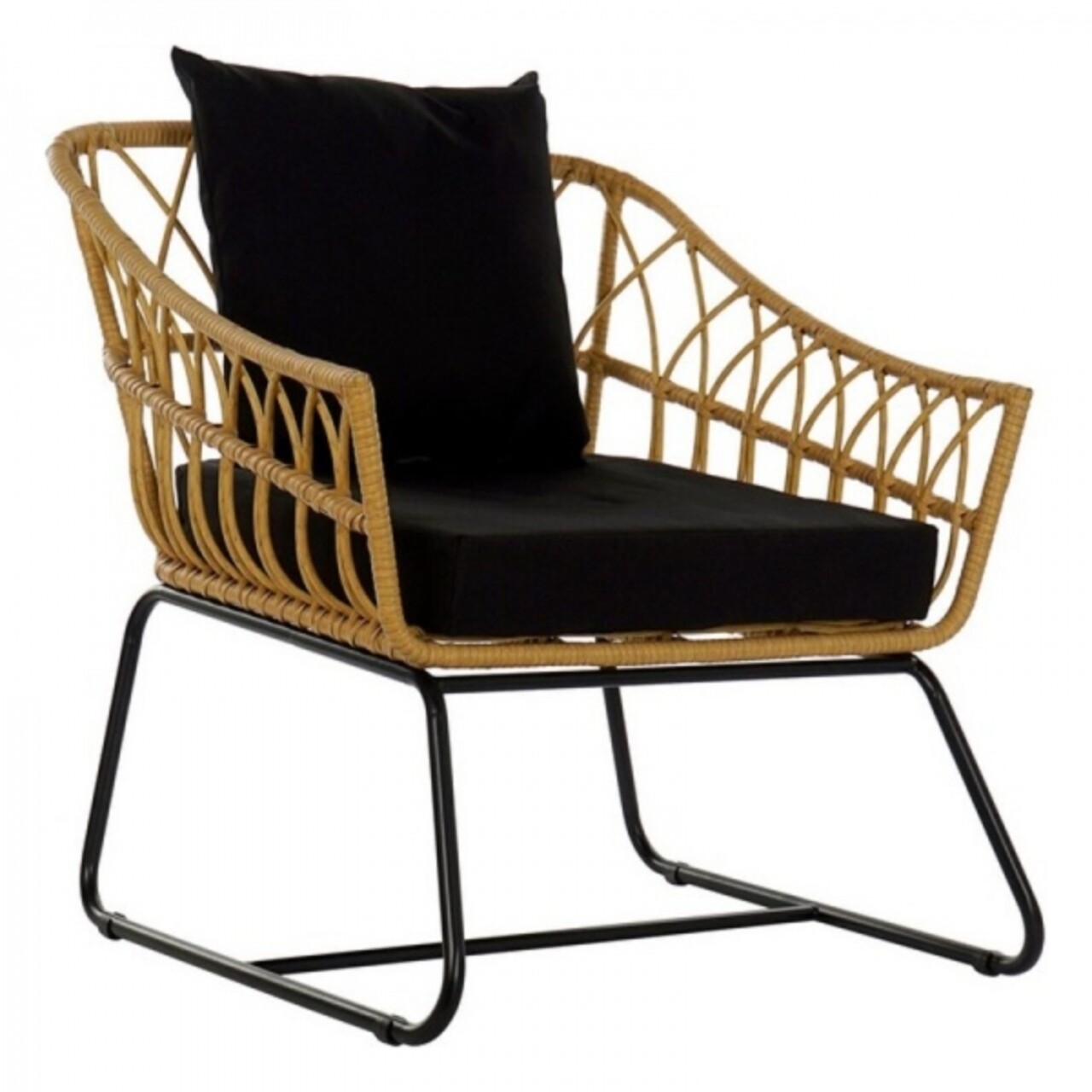 DKD Home Kerti/terasz fotel, 76 x 58 x 80 cm, fém/rotáng, fekete/bézs