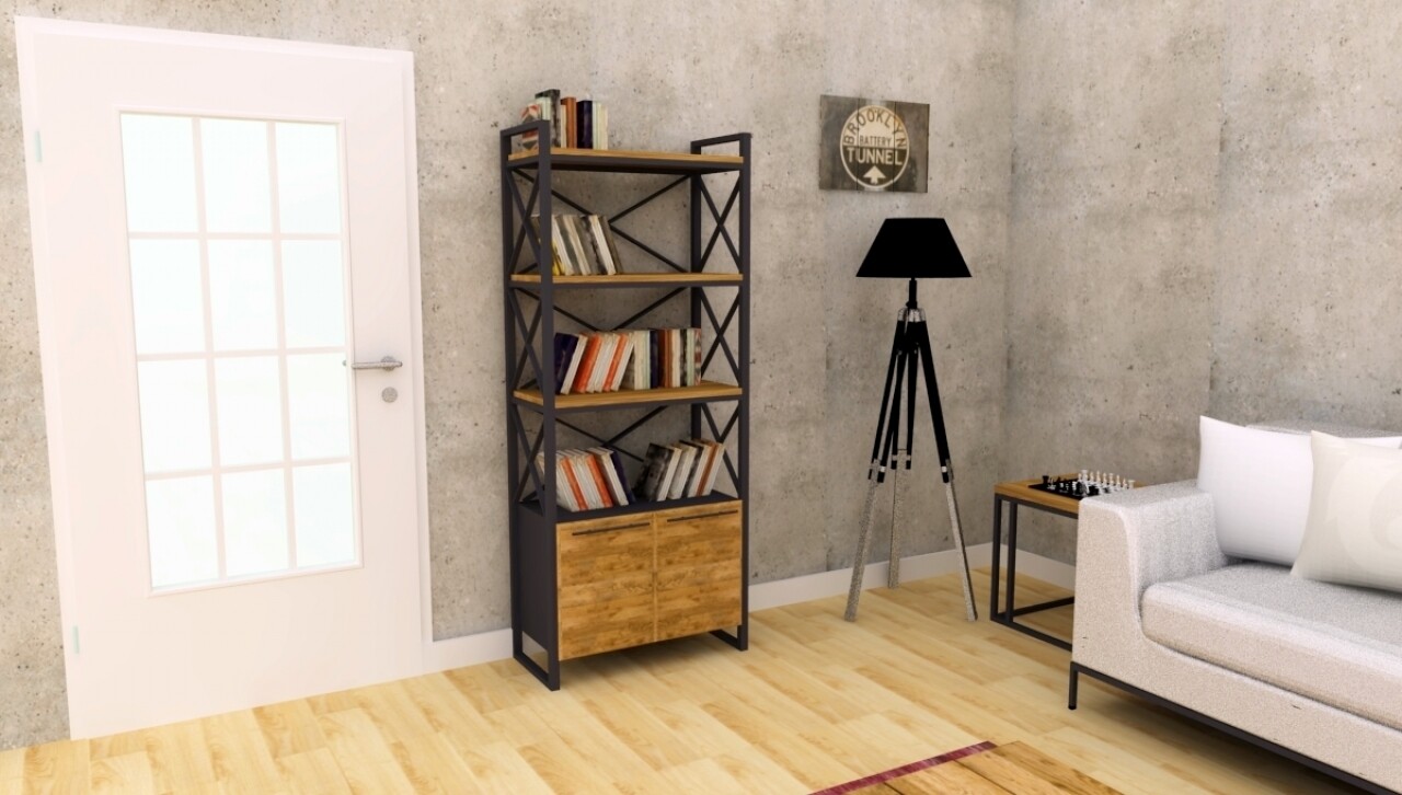 Kit-sav könyvespolc, heinner, 180x800x35 cm, fekete