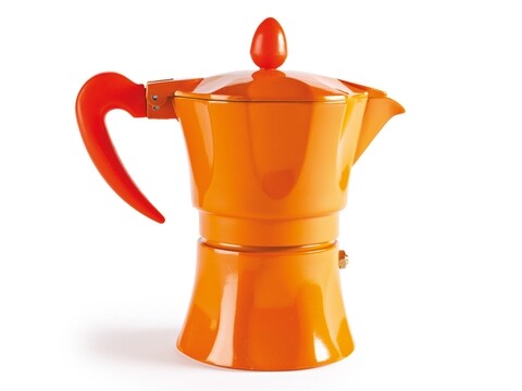 Cafetiera, Aroma Color, Excelsa, 3 cesti, aluminiu, portocaliu