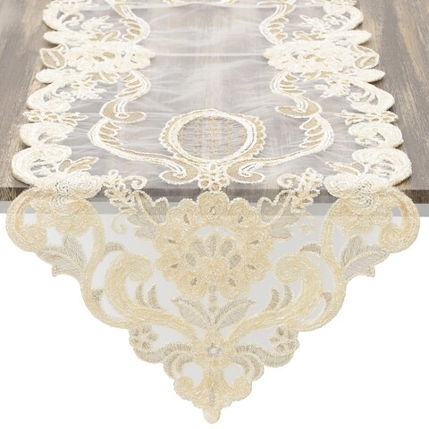 InArt Lace Asztali futó, Clarence, 40x100 cm, poliészter, krémszín