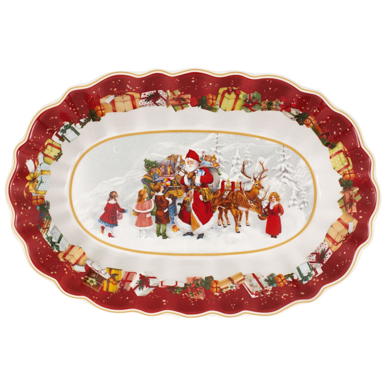 Porcelán szervírozó tányér karácsonyi motívummal, 30 x 19,8 cm - Villeroy & Boch