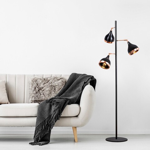 Yildo - 7021 Állólámpa, Opviq, 52 x 163 cm, 3 x E27, 40W, fekete/rézszín