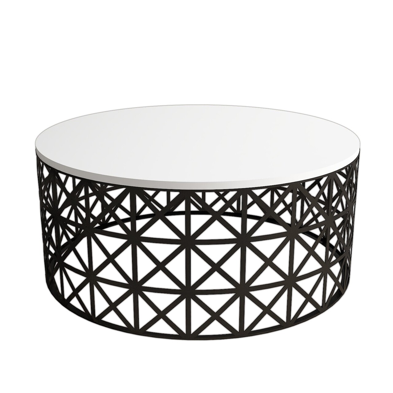 Selin Metal Dohányzóasztal, Hommy Craft, 90x90x38 Cm, Fehér/fekete